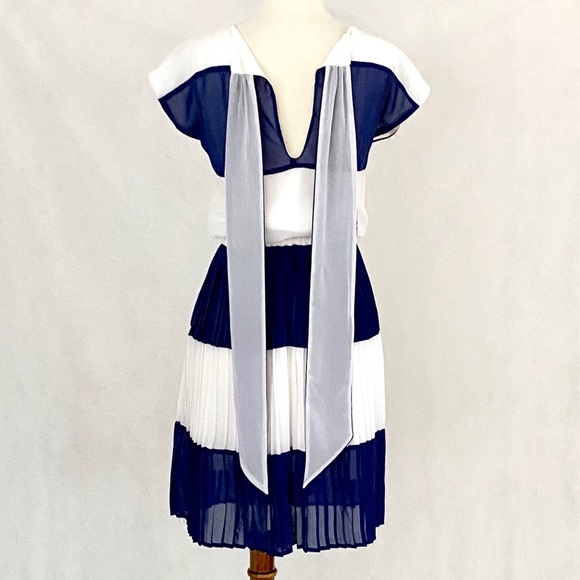 Tommy Girl Wide Striped Chiffon Pleated Dress - Picture 10 of 13